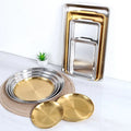 South Korea 201 Stainless Steel Minimalist Polished Thick Eco-Friendly Golden Breakfast Serving Plate for Camping and Barbecue