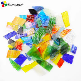 1KG Textured Stained Glass Scraps Transparent Opal Glass Mosaics Water Resistant for Room DIY Craft Projects for Children Adults