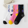 Wholesale OEM Black White Pink Hip Hop Flame Couple Socks Men Unisex Streetwear Skateboard Cotton Crew Socks