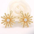 Diy Fashion Jewelry Accessories Daisy Shaped Inlaid Zircon Charm 14K Gold Plated Necklace Bracelet Making Sunflower Pendant