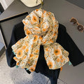 Summer Fashion Lightweight Soft Cotton Voile Printed Wide Scarf With Tassesl Fashion Pink Floral Pattern Beach Cover up Shawls
