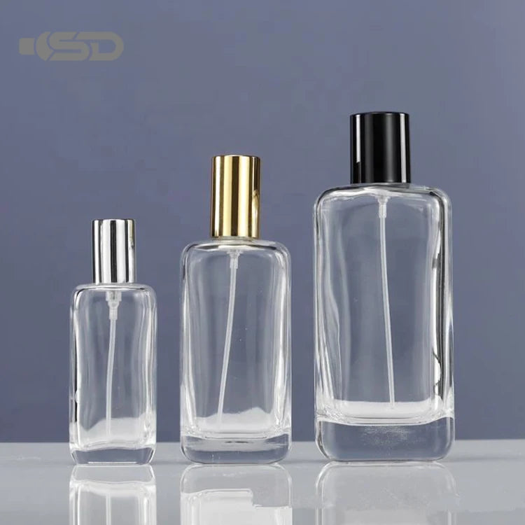 Luxury 25ml 50ml 100ml Clear Perfume Bottle Custom Logo ODM Recycle Glass Cosmetic Bottle Crimp Perfume Bottle