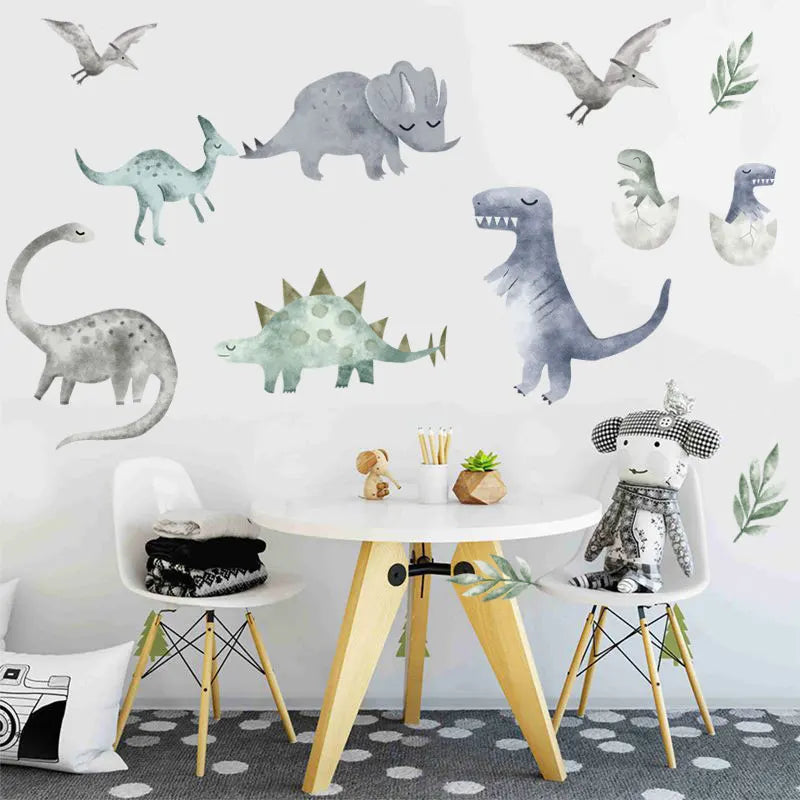 Cartoon Dinosaur Triceratops Tyrannosaurus Rex Wall Stickers Children's Bedroom Decoration Wallpaper Self-adhesive Stickers