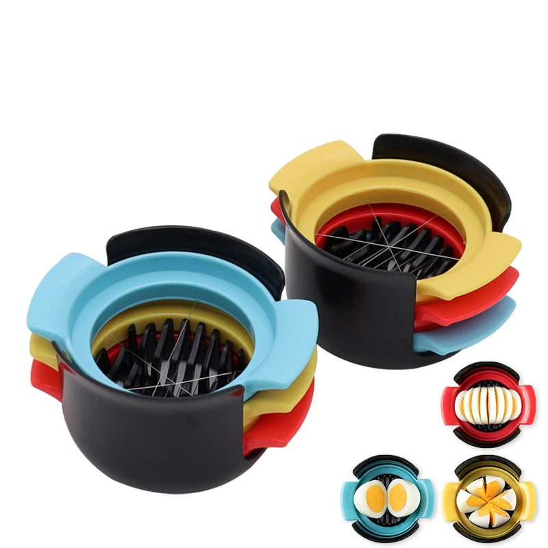 Upgraded Multifunctional Egg Cutter Strawberry Slicer with Sturdy Stainless Steel Wire Egg Slicer 3 in 1 for Hard Boiled Eggs
