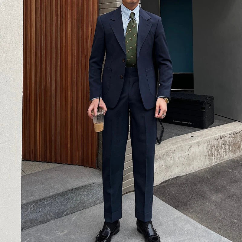 New Product Leisure Business Men Suit Fashion Retro Men's Wool Suits Single Breasted Dress Suits