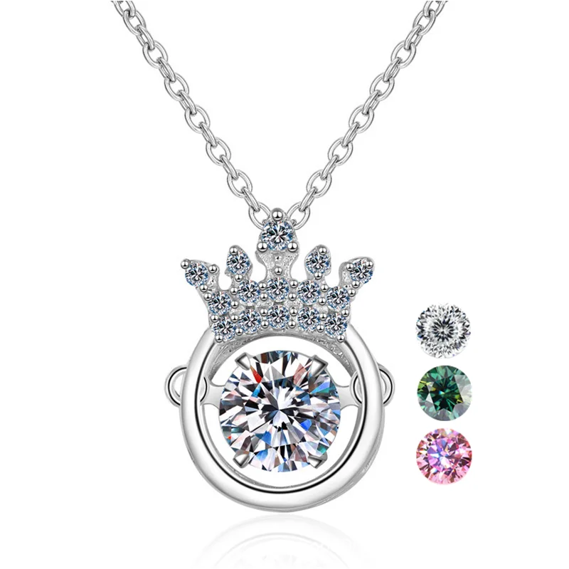 Diamonds Pendant With GRA Certificate Crown Shape Jewelry 925 Sterling Silver Vvs 0.5ct Moissanite Necklace for Women