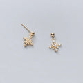 925 Sterling Silver Fashion Earrings Snow Flower Zircon Beads Gold Plated Stud Earrings for Women Christmas Gifts