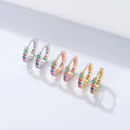 12.7mm Small Colored Zirconia Huggie Hoop Earrings 18K Gold Plated 925 Sterling Silver Rainbow CZ Diamond Huggie Earrings
