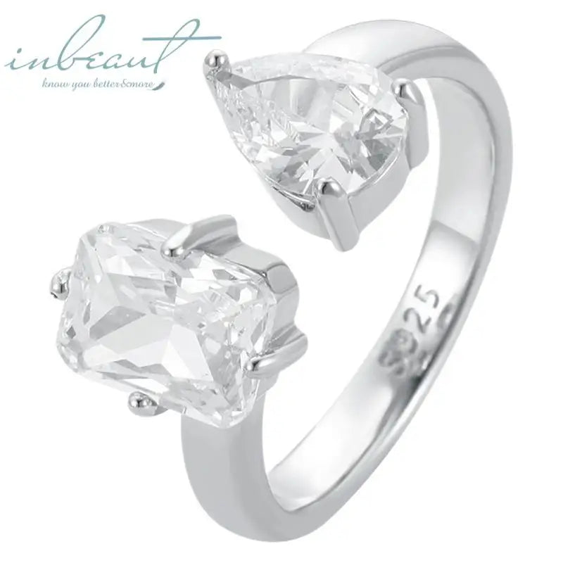 925 Silver Original 1 Carat Brilliant Emerald Radiant Water Drop Cut Pass Diamond Test D Color Moissanite Ring Fine Jewelry