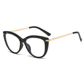 GWTNN OEM Monture Lunettes Chicmetal Women's Ultralight Cat-Eye Frame Anti-Blue Light Computer Optical Frame Glasses