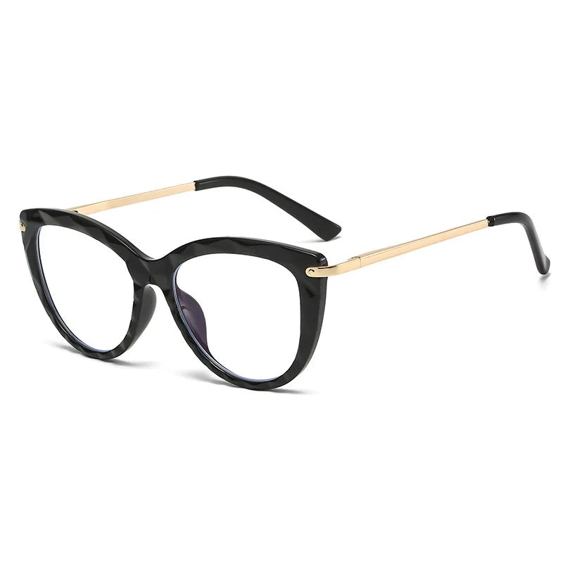 GWTNN OEM Monture Lunettes Chicmetal Women's Ultralight Cat-Eye Frame Anti-Blue Light Computer Optical Frame Glasses