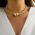 SC Personalized Overlapping Multi-layer Chains Choker Necklace Hot Girls Exaggerated Punk Super Big Gold Ball Necklace Women