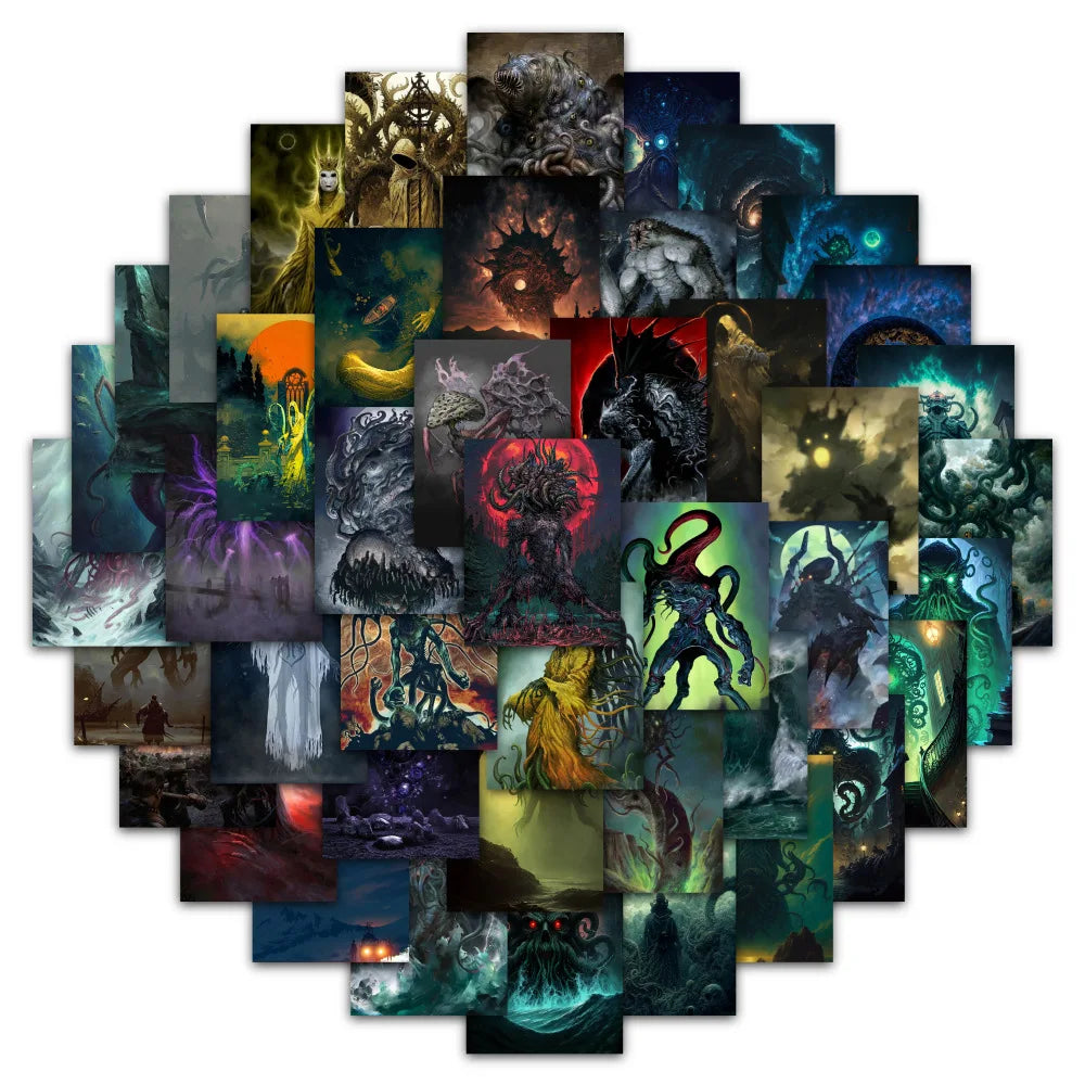 63PCS Cool Horror Gothic Myth Evil Monster Octopus Cthulhu Sticker