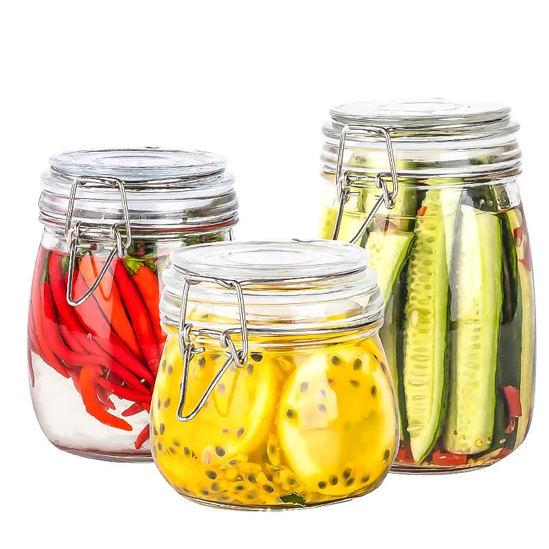 Glass Spice Jars Set 1500Ml Leakproof Rubber Gasket Airtight Canisters Food Storage Containerclear Glass Candle Jar