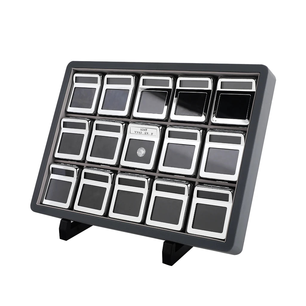Diamond Display Box Tray Set with Interchangeable Stone Details Card and Customizable Logo