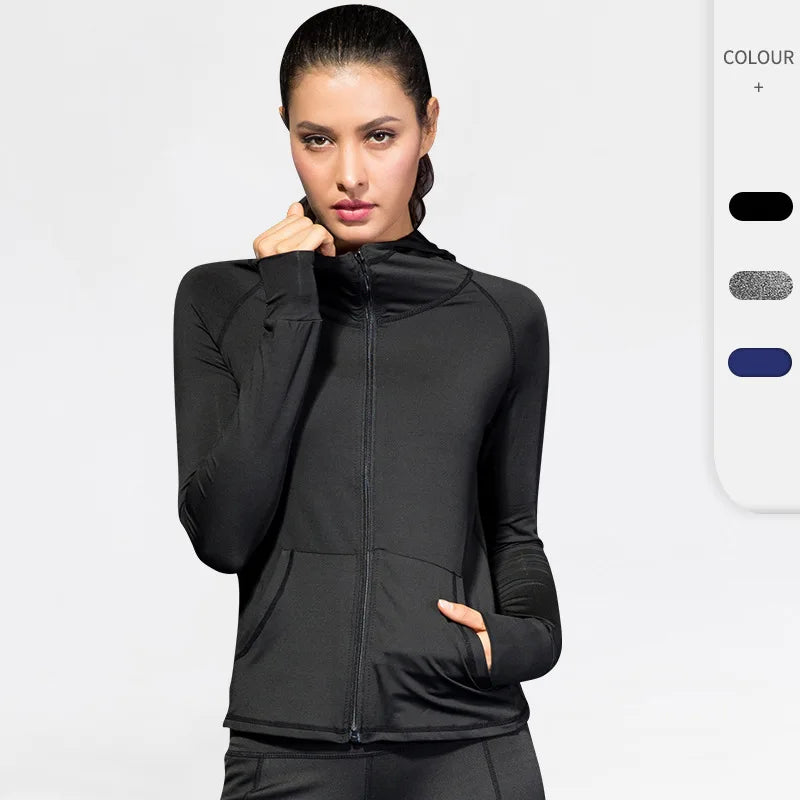 A139 Long Sleeve Sports Jacket Women Zip Fitness Yoga Shirt Gym Top Woman Activewear Running Coats Workout Clothes