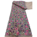 Beads Embroidered Lace Fabric Multicolor Sequins Tulle Lace Wedding Dress Fabric