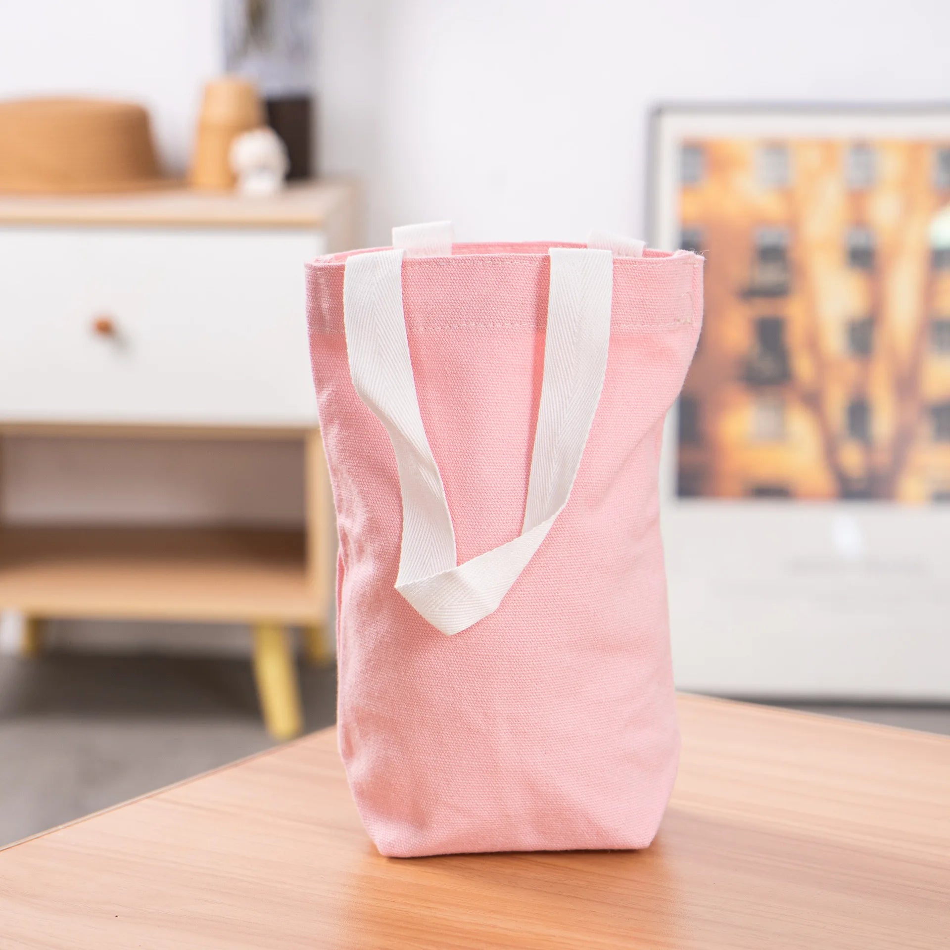MIni Reusable Canvas Tote Bag Colorful Cotton Bag with Custom Logo Portable Fashionable Shopping Bag