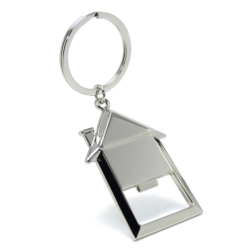 Real Estate Agency Company Business Gift Home Beer Opener Key Chain Ring Holder Realty Metal House Shaped Keychain Bottle Opener