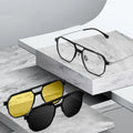 Titanium 3 in 1 New Trend Magnet Glasses Frame With Clip on Glasses 2026 Polarized Sunglasses for Men Women Computer Glasses