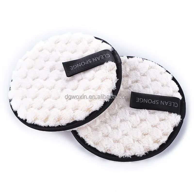 Wholesale Reusable Makeup Remover Pads Microfiber Makeup Removal Rounds Puff Grey Customized Box Custom