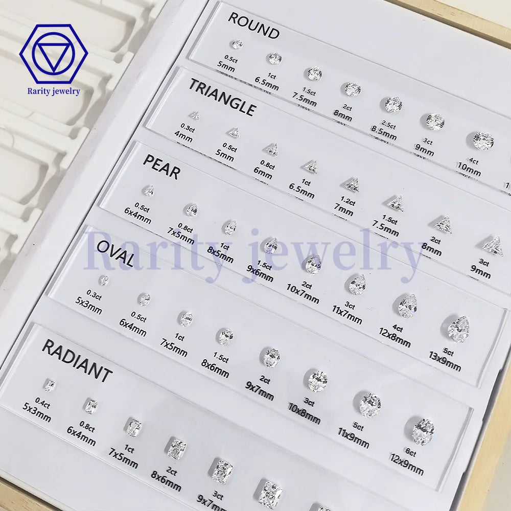 Hot Sale Customization Gemstone Diamond Charts Selector Kit 11 Shapes 5A CZ Size Shape Sets Wood Box Set