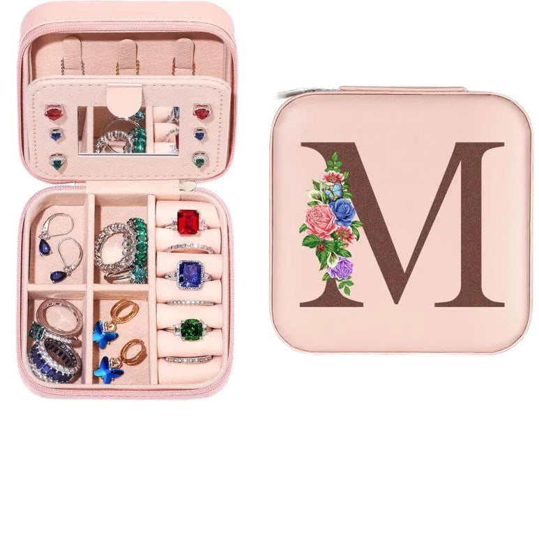 Fenyi Wholesale PU Printed Letter Earrings Necklace Ring Mirror Jewelries Storage Box