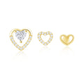 Fashion Earrings Set Jewelry 925 Sterling Silver Hollow love Heart Diamond Zircon Plain Gold Plated Stud Earrings for Women