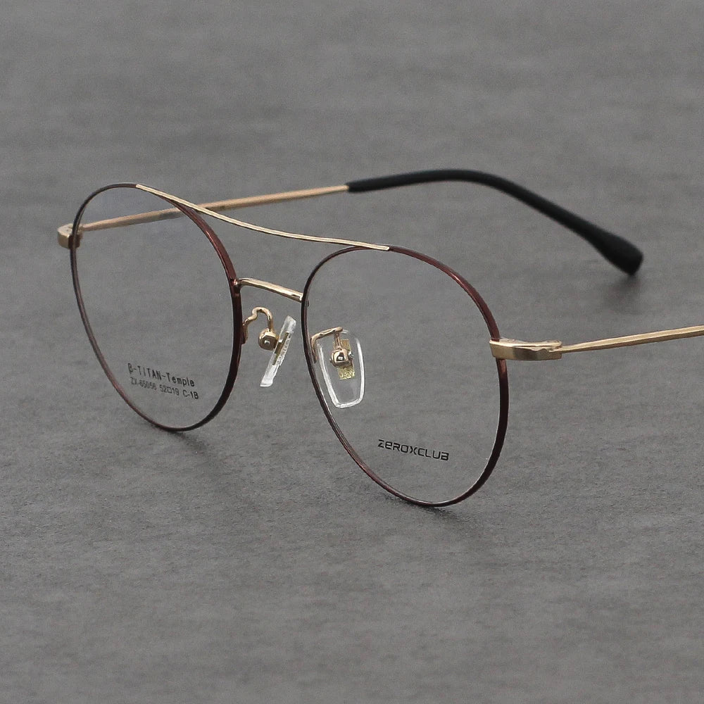 65056 Wholesale Stylish Titanium Man Eye Glasses Round Eye Glass Optic Frame