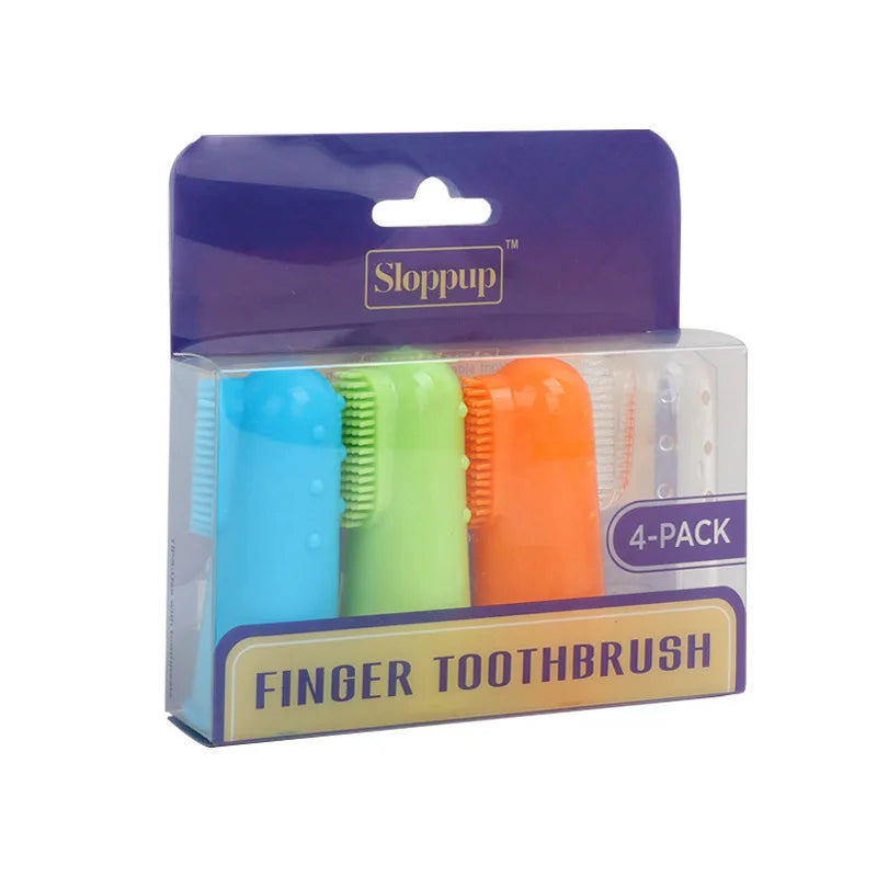 Factory Wholesale LOW MOQ Multi Colored Soft Silicone Tooth Brushing Kit Set Teeth Cleaning Pet Dog Finger Toothbrush