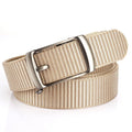 Wholesale Custom TUSHI Brand Men's Business Belts Logo Extra Thick Nylon Zinc Alloy Automatic Casual Toothless Buckle Model