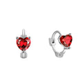 Red CZ Heart Earrings 925 Sterling Silver Ruby Cubic Zircon Small Cute Hoops for Women Girls Kids Fine Jewelry Wholesale