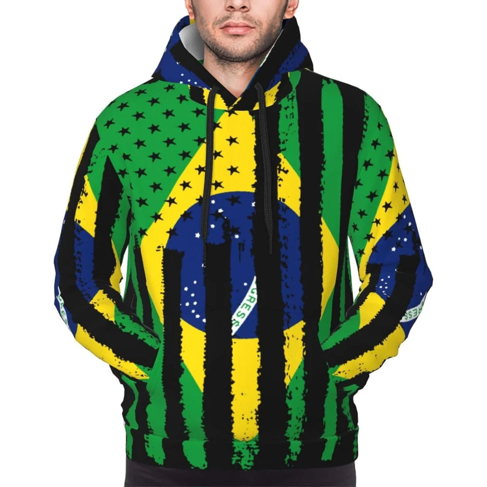 Fitspi Wholesale American Brazil Flag Hoodies Man Women Pullover Unisex Hoodie Hooded Sweatshirt Dropshipping