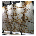 Luxury Natural Cristallo Quartzite Wall Decor Polished Open Book Matched Marble Slab MegaBDM
