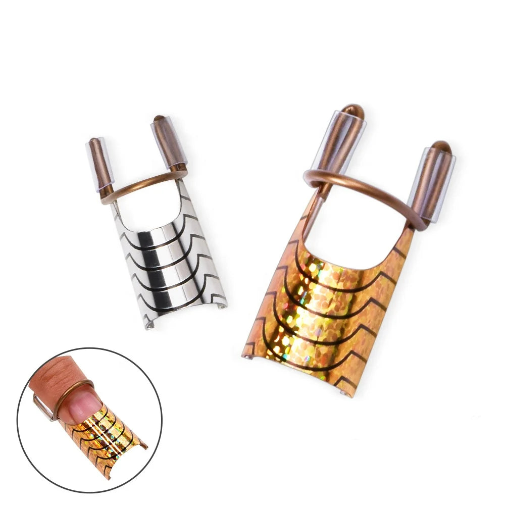 5Pcs/Set Nail Tray Boxed Nail Rest on Finger Tips Nails Extension Tool Metal Gold Silver Colors Reusable DIY Manicure Tools