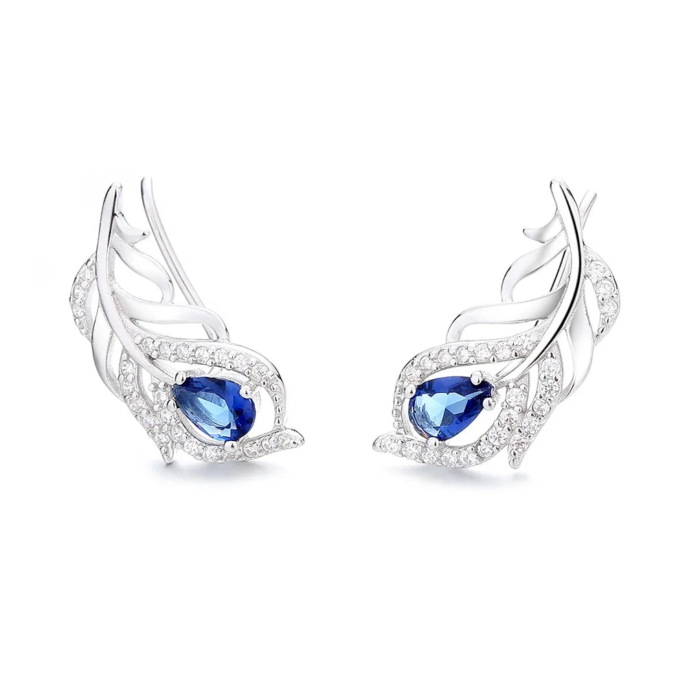 Feather Chinese Jewelry Peacock Feather Earring Design 925 Silver Earrings