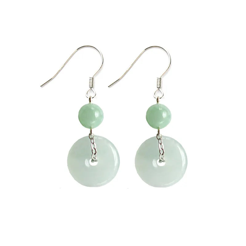 Aventurine JADE Stone Earrings Stainless Material Natural Stone ES009