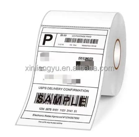 Adhesive Paper Custom Stickers Roll Direct Thermal 4x6 Labels 100x150mm 500PCS/Roll Shipping Labels Printer Barcode Labels Roll