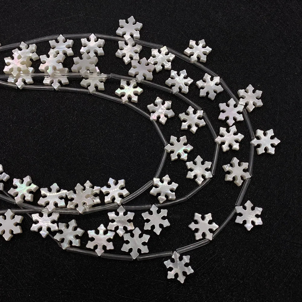 10mm MOP Sea Water Shell Carved Snowflake Mother of Pearl Charm Accessory With Hole for Necklace Earrings DIY Making Jewelry