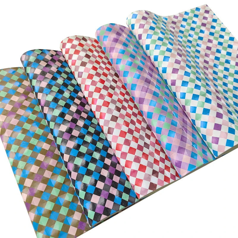 Factory Direct Selling Classic Square Plaid Synthetic Leather Imitation Velveteen Back for Shoe Bag Decoration Craft PVC Leather