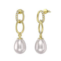 RINNTIN GPE67 Party Jewelry 925 Sterling Silver 18k Gold Classic Oval Hoop Freshwater Pearl Earrings