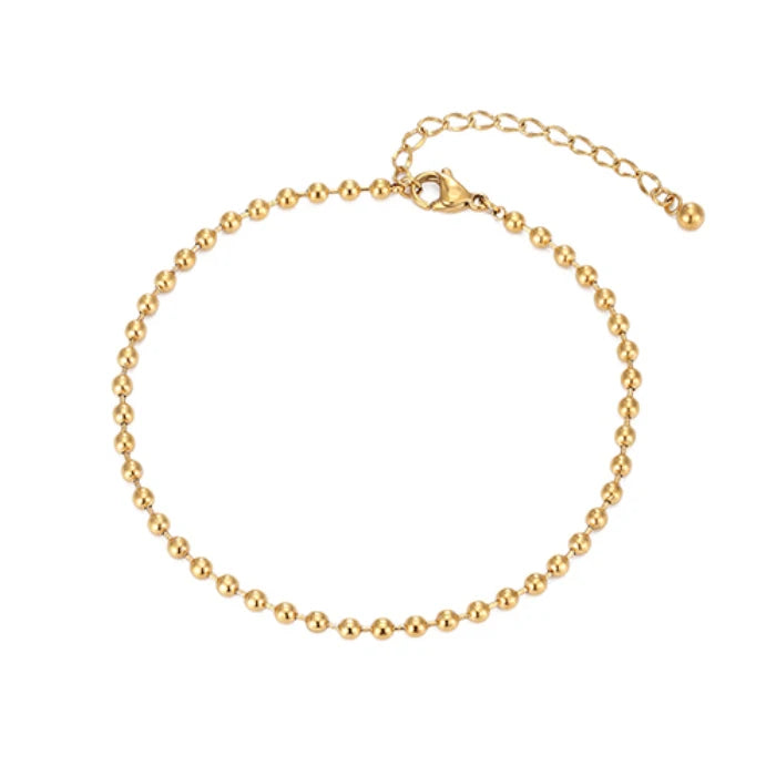 Summer Beach Ball Chain Leg Foot Ankle Jewelry 18K Gold Plated Stainless Steel Bead Anklet Women
