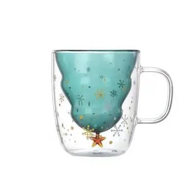 Christmas Tree Shape Christmas PRE Sale High Borosilicate Glass Cup 300ml with Gift Boxes for Christmas Gift Glass Cup