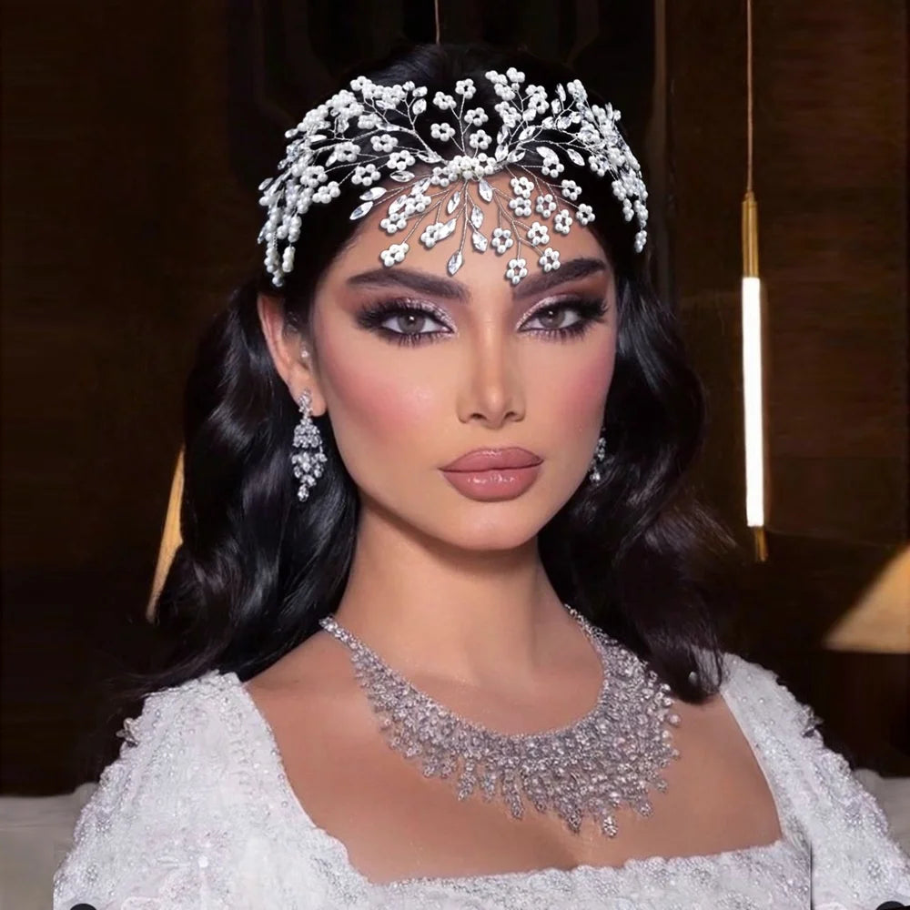 Rhinestone Crystal Headwear Bridal Forehead Hair Vine Chain Comb Party Wedding Hair Accessories Jewelry Headband Headpiece Tiara