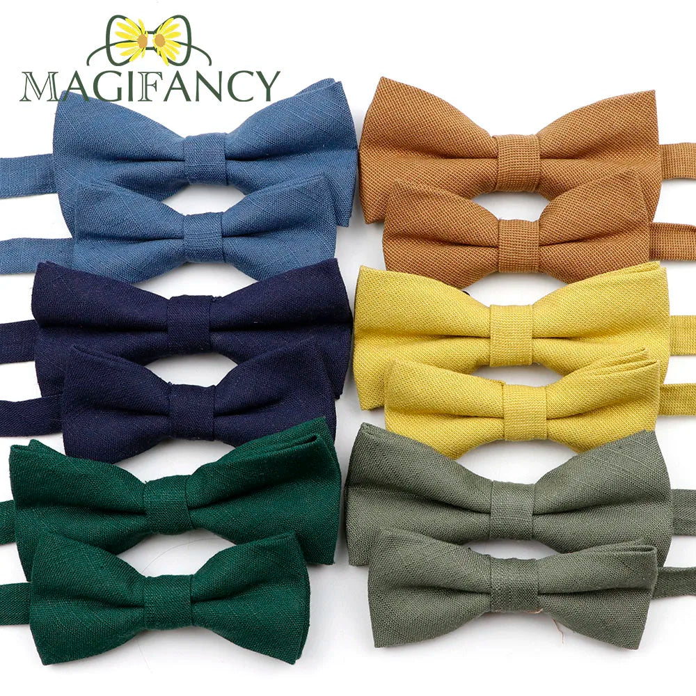 Cute Solid Colorful Parent-Child Bowtie Sets Cotton Kids Pet Men Butterfly Green Pink Navy Casual Bow Tie Cravat Gift Accessory