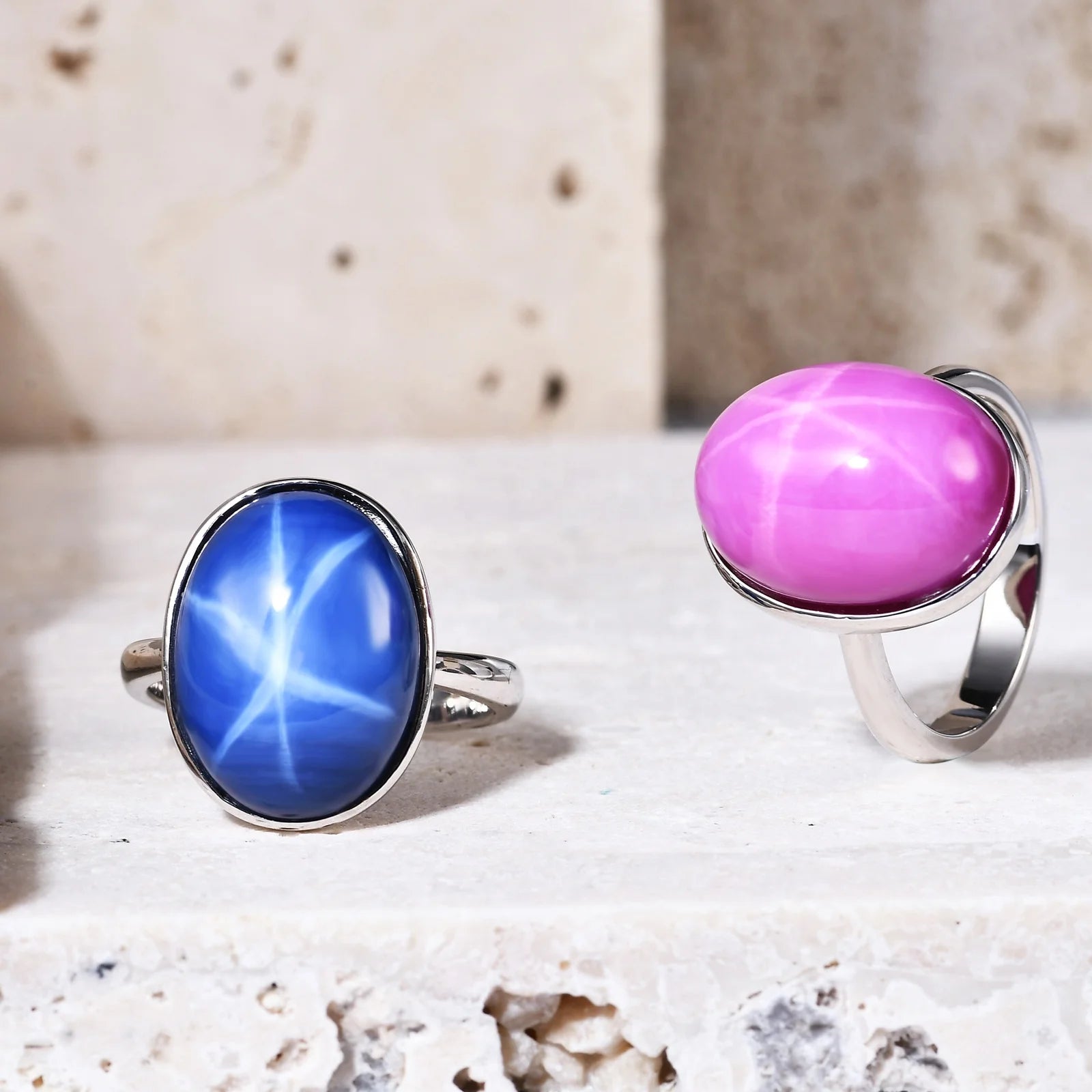 A225R Abiding Jewelry Classic Ring Wholesale 925 Sterling Silver Red Blue Color Cats Eye Stone Pure Silver Ring