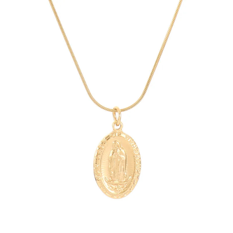 KALEN 450mm Unisex Gold/Silver Religious Stainless Steel Chain Link Necklace With Christian Pendant