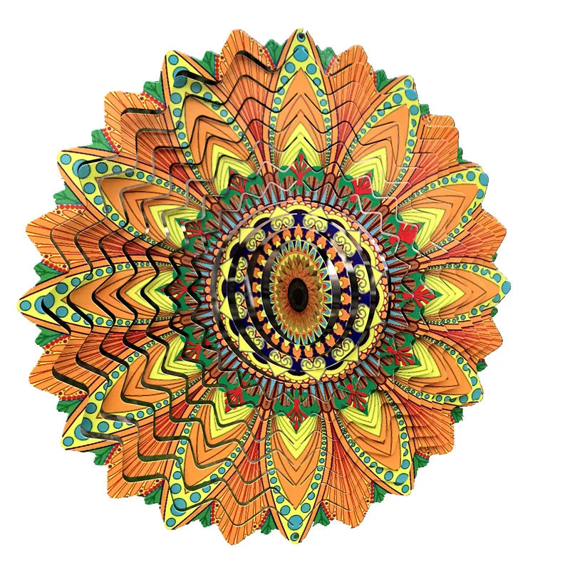 Factory Price 12 Inches Flower Wind Spinner Stainless Steel Rotating Metal Sheet 3D Wind Chime Pendant Decoration Gift