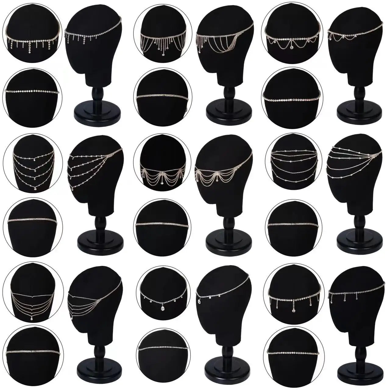 Fashion Multi-layered Rhinestone Forehead Hair Accessories Hair Chains Tassel Hair Head Chain Jewelry Party for Women