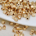 Fashion Brass DIY Bracelet Necklace Design Bead Wholesale Copper 24K Gold Plated Irregular Cut Face Square Hole Copper Bead